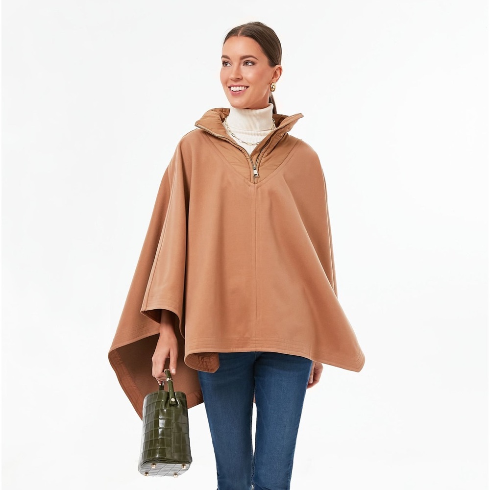 Tuckernuck Women's High Neck Poncho Camel NWT
